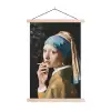 Meisje met de parel - Johannes Vermeer - Sigaretten textielposter latten blank klein -3d