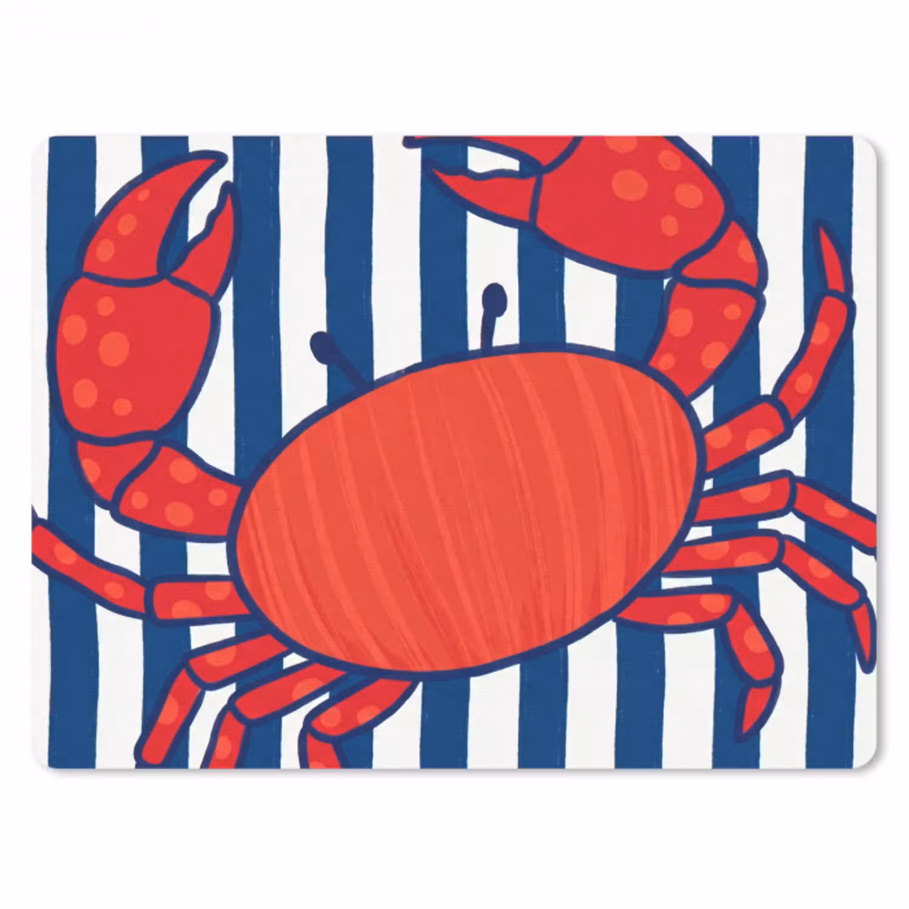 Krab - Strepen - Zeeleven - Illustratie - Rood muismat rubber klein -3d