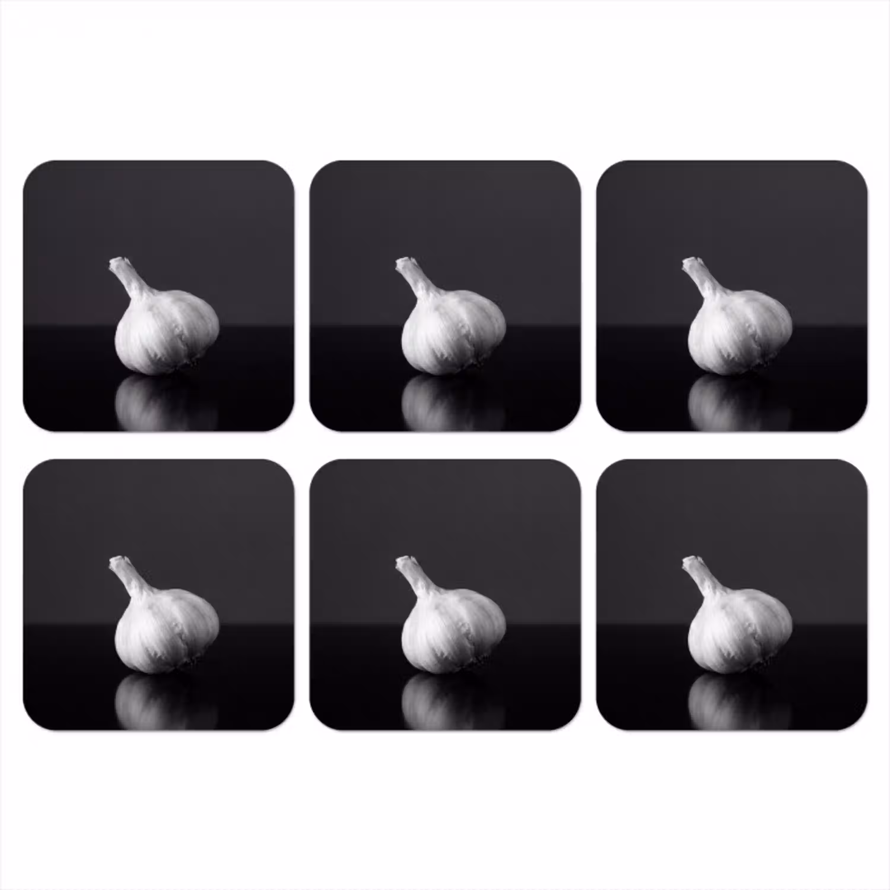 Knoflook - Zwart - Wit onderzetter kurk middel -3d