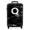 Marmer print - Zwart - Letter Q NBS - Handbagage koffer - Unisex middel -productfoto_recht