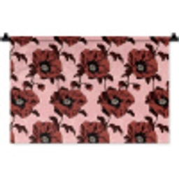 Bloemen - Retro - Rood Wandkleed katoen klein 269 -zz3d