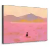 Bloemenweide - Heuvels - Silhouet - Roze Textielframe zwart klein -3d