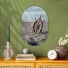 Scheepsstuur - Hout - Bruin - Zand Wandcirkel Ovaal Forex klein -sfeer2