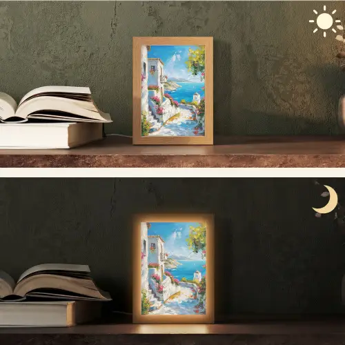 Landschap - Bloemen - Natuur - Zomer Light Box met kabel (Tafellamp) klein -sfeer3