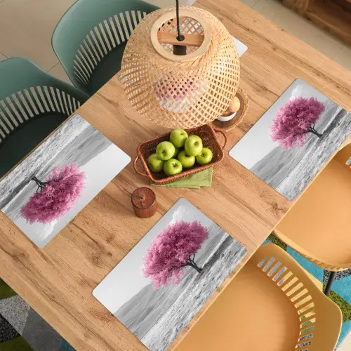 Boom - Natuur - Roze - Zwart wit Placemat vinyl groot -zzsfeer5_Kitchenyeah-website