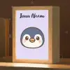 Pinguïn - Paars - Minimalistisch - Blosjes Light Box met kabel (Kinderlampje) klein -zzz_3d_website