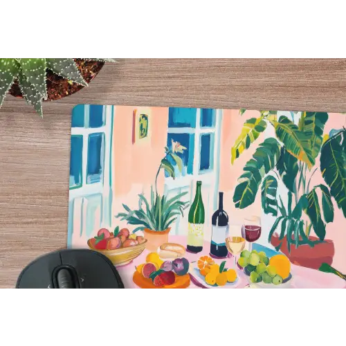 Tafel - Wijn - Fruit muismat rubber klein -closeup