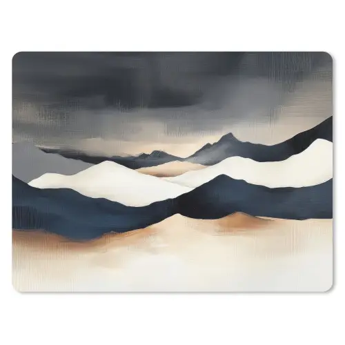 Bergen - Donkerblauw - Landschap muismat rubber klein -3d