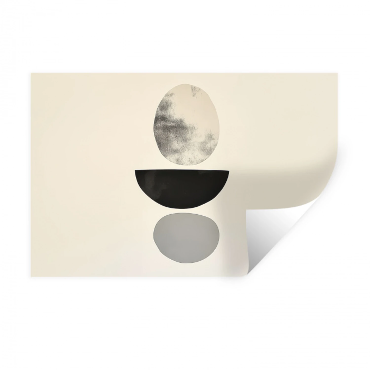 Beige - Japandi - Wabi sabi Muursticker klein -3d