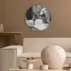 Relaxt - Bad - Zwart - Wit Akoestische PET Vilt - Rond klein -sfeer1