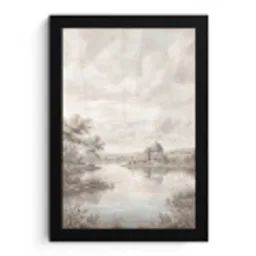 Landschap - Water - Natuur - Sepia fotolijst zwart zonder passe partout klein -3d