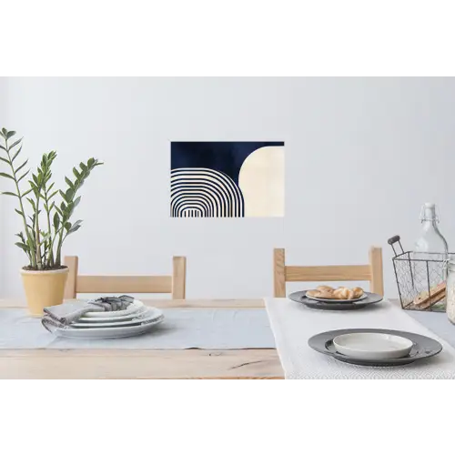 Donkerblauw - Abstract - Lijnen Muursticker klein -eettafel