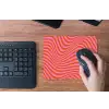 Golvend patroon - Rood - Roze - Lijnen muismat rubber klein -toetsenbord