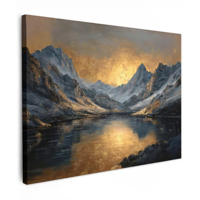 Canvas Print - Mountain Scenery with Golden Sunset