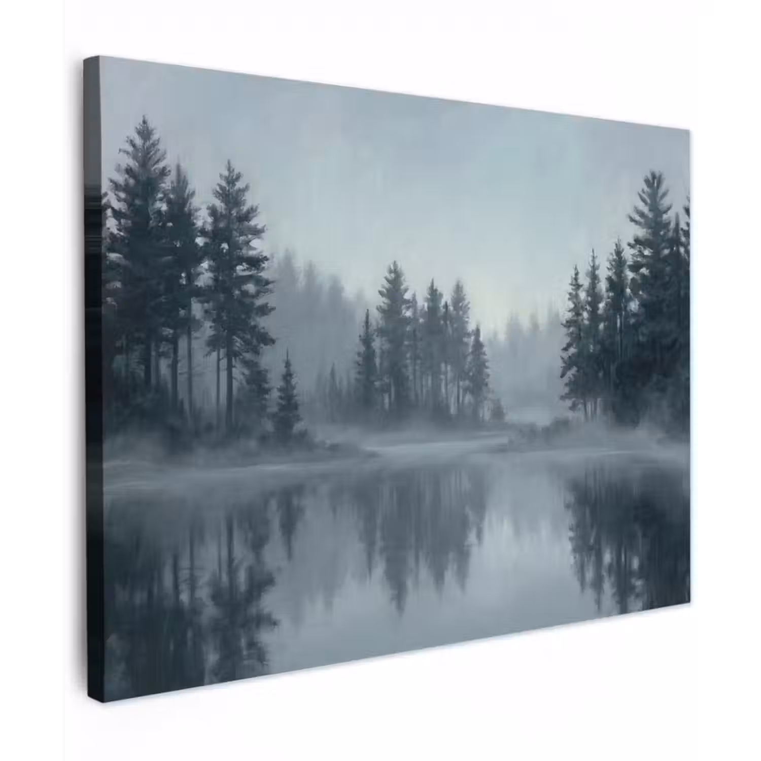 Canvas Print - Forest - Lake - Fog - Nature - Gray