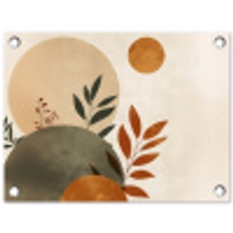 Vormen - Rond - Bladeren - Beige tuinposter los doek klein -3d