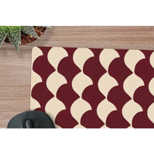 Rood - Tegelpatroon - Crème muismat rubber klein 262 -closeup