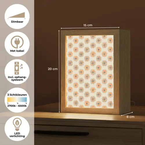 Madelief - Patroon - Oranje Light Box met kabel (Tafellamp) klein 925 -USP_NL