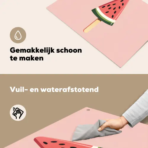 Watermeloen - Ijsje - Pitjes - Rood Inductie beschemer met haakjes klein -ky-schoon-nl