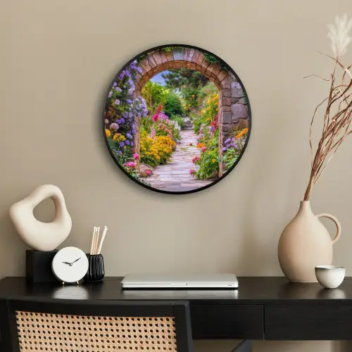 Doorkijk - Bloemen - Pad - Natuur Fotolijst rond zonder passe partout klein -sfeer1