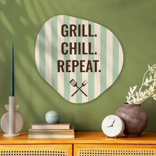 Quote - Strepen - Grill Wandcirkel Organisch Plexiglas middel -sfeer2