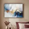 Goud - Blauw - Verf - Kunst - Modern Textielframe zwart klein -sfeer1
