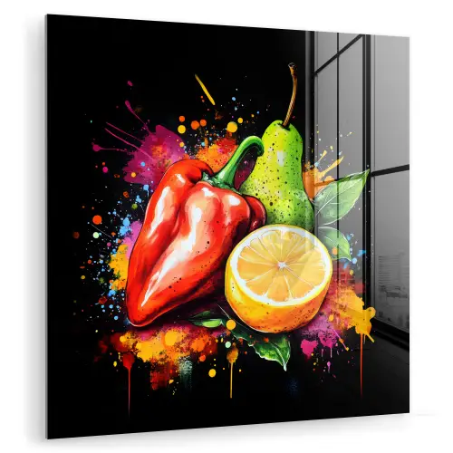 Paprika - Peer - Citroen - Graffiti - Verf - Abstract plexiglas 5mm klein -zzzproduct_nieuw
