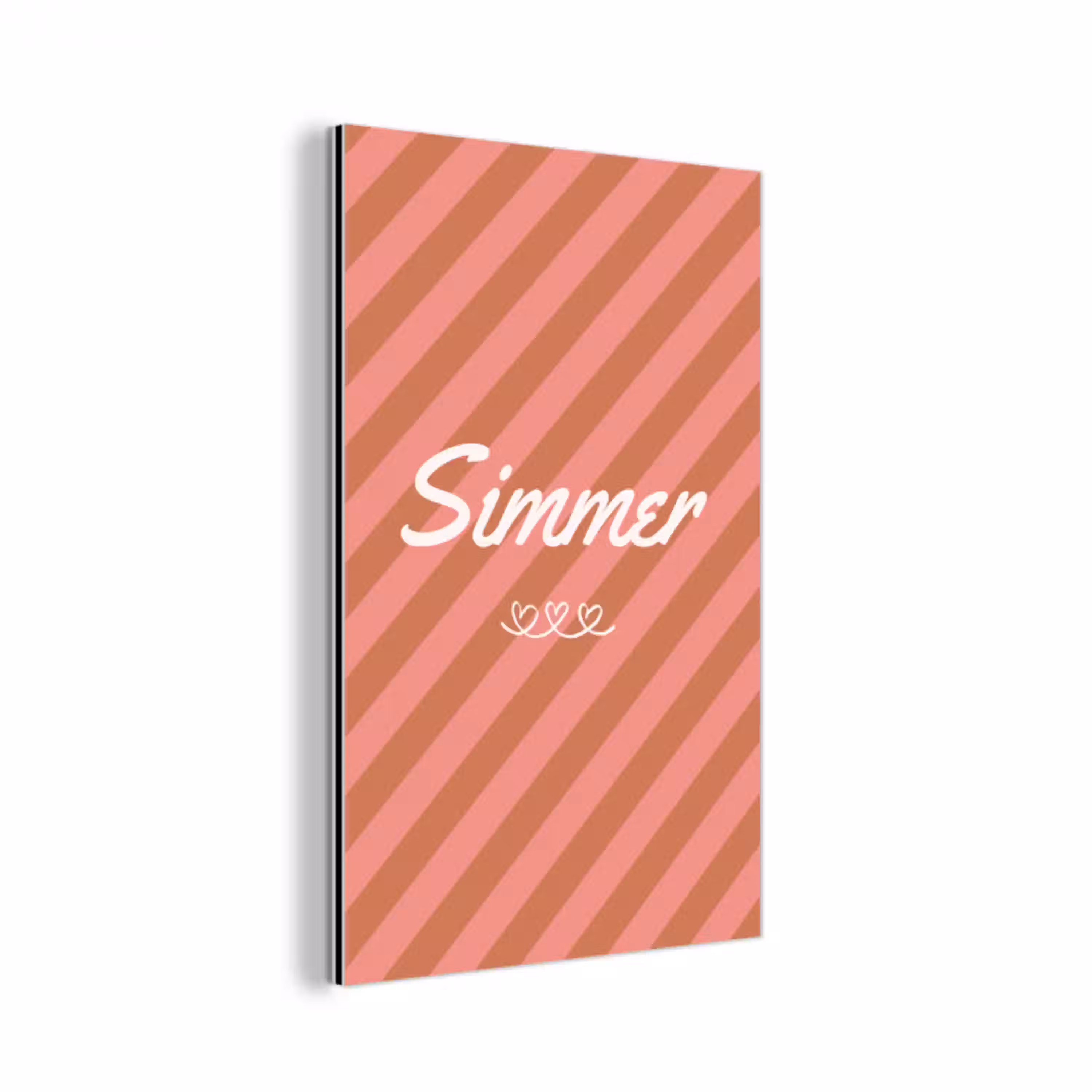 Simmer - Hartjes - Strepen - Roze aluminium wit klein -3d