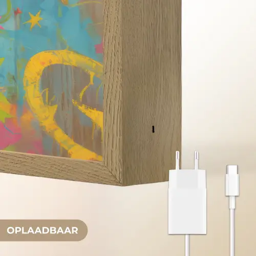 Kleurrijk portret - Kroon - Sterren Light Box met batterij (Wandlamp) middel -USP_websiteoplaadbaarNL