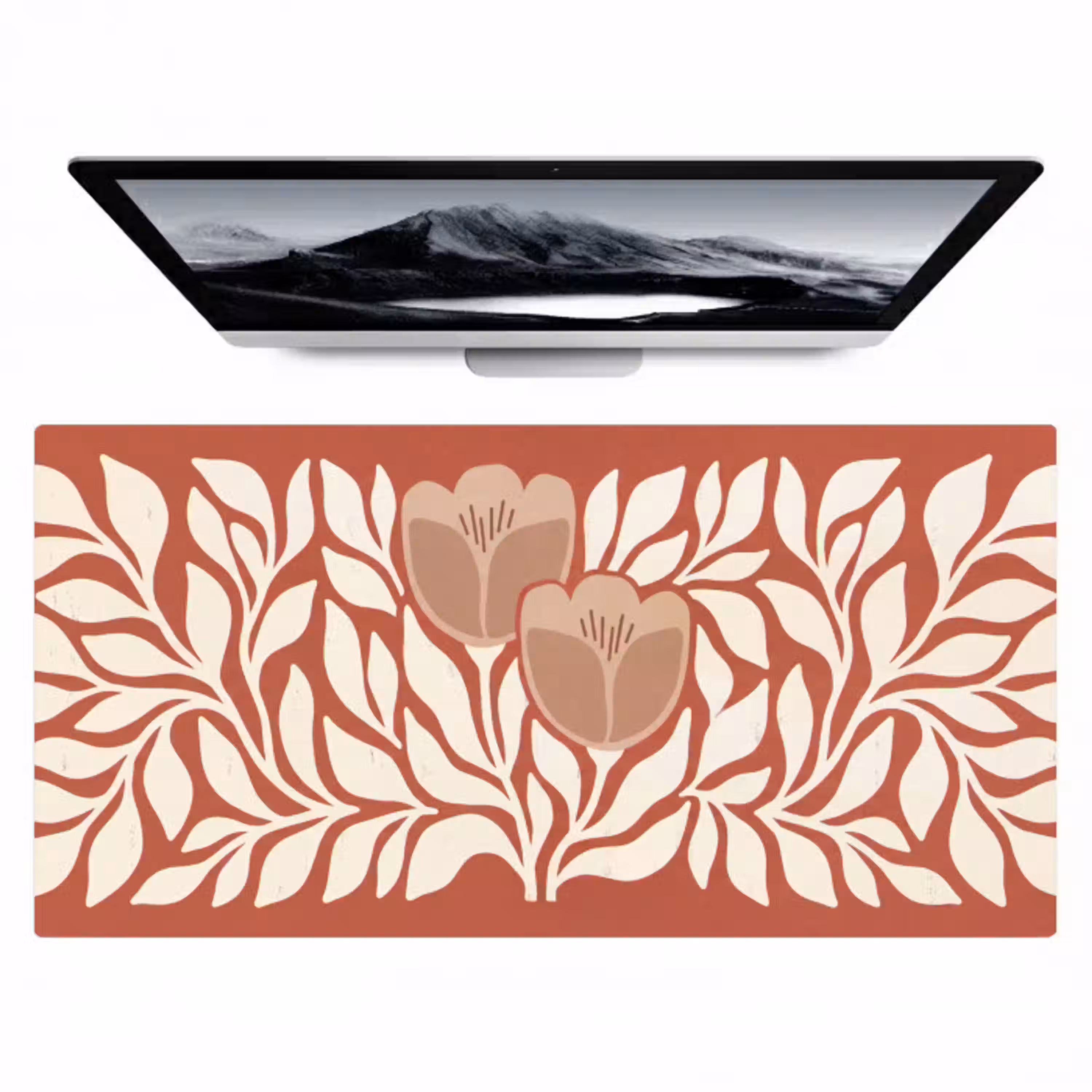 Bloemen - Abstract - Modern - Beige - Natuur Muismat XXL klein -zzz3d