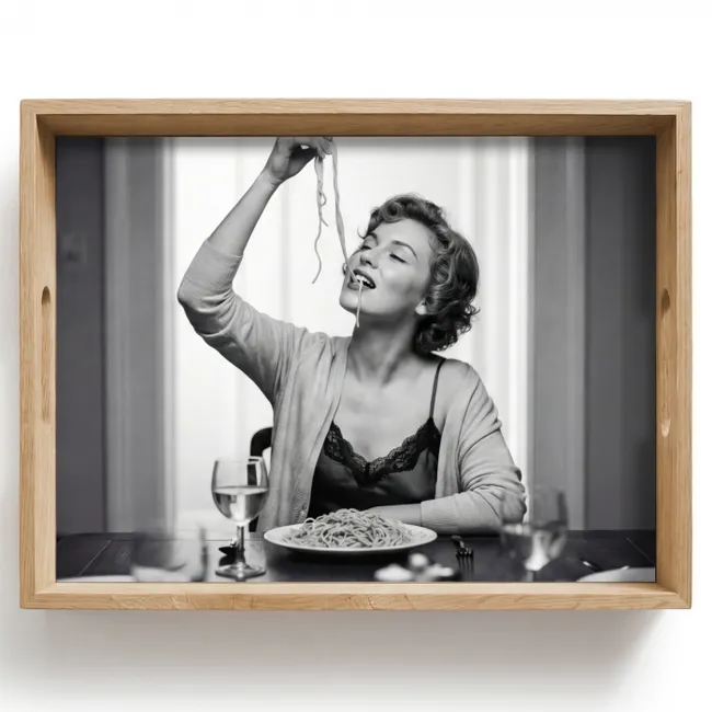 Dienblad - Vrouw - Spaghetti - Zwart - Wit