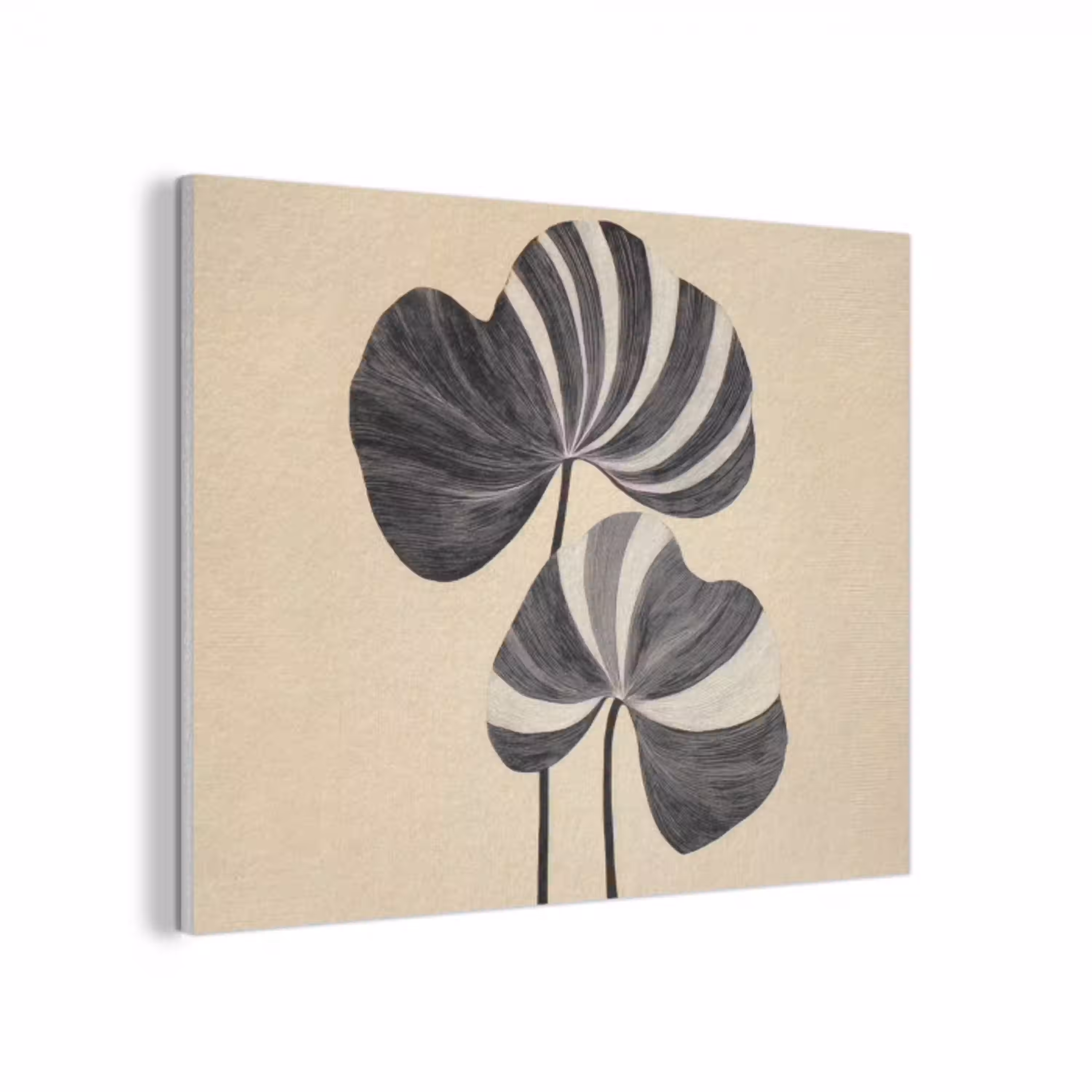 Zwart - Bladeren - Strepen - Minimalistisch PET vilt klein -3d