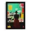 Vrouw - Keuken - Katten - Doorkijk fotolijst zwart zonder passe partout klein -3d