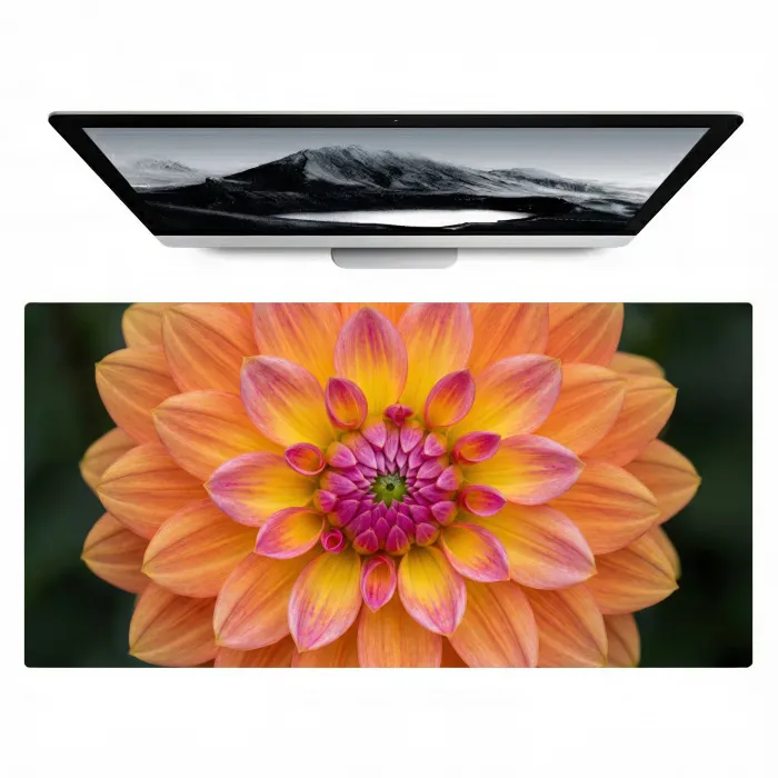 Dahlia - Bloem - Oranje Muismat XXL klein -zzz3d