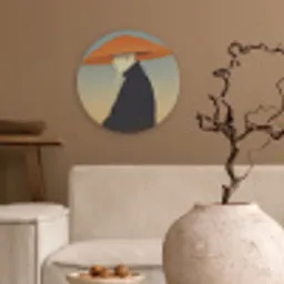 Minimalistisch - Silhouet - Oranje Wandcirkel kunststof plaat 5mm dik klein -sfeer1