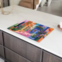 Geel - Blauw - Oranje - Huis Inductie beschermer vinyl 3mm klein -sfeer8