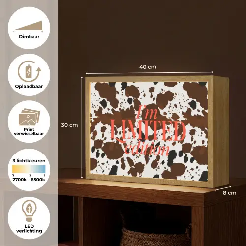 Koeienprint - Limited edition - Rood Light Box met batterij (Wandlamp) middel -USP_websiteoverzichtNL