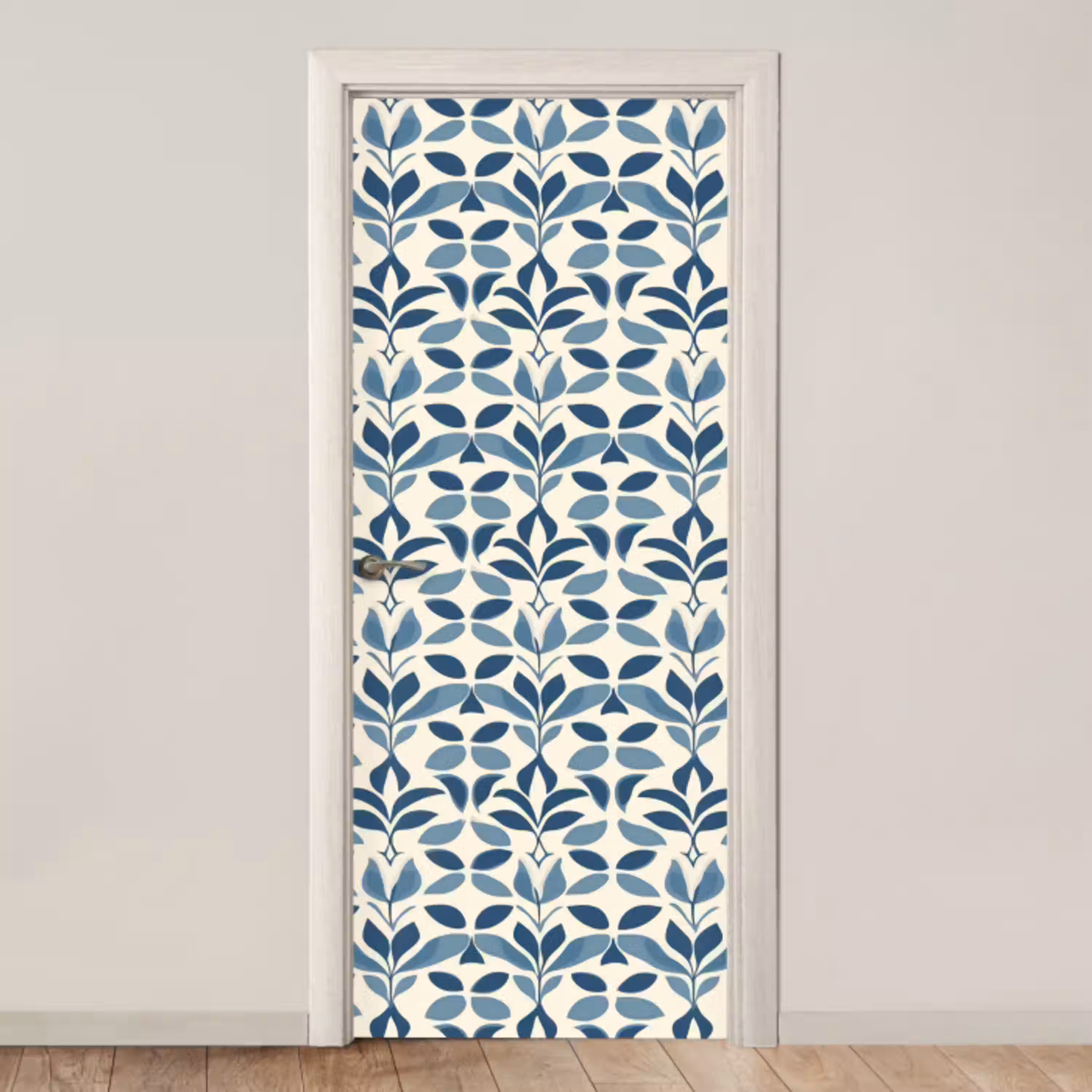 Flora - Modern - Blauw deurposter klein 289 -3d_beige
