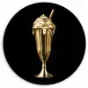 Milkshake - Goud - Drinken - Zwart Wandcirkel plexiglas klein -3d