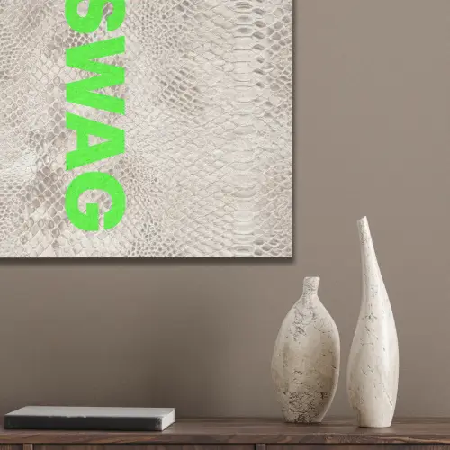 Slangenprint - SWAG - Neon - Groen PET vilt klein -sfeer6_closeup