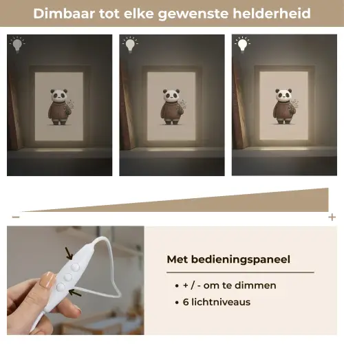 Panda - Blauwe bloemen - Zachtheid Light Box met kabel klein -USP_dimbaarNL