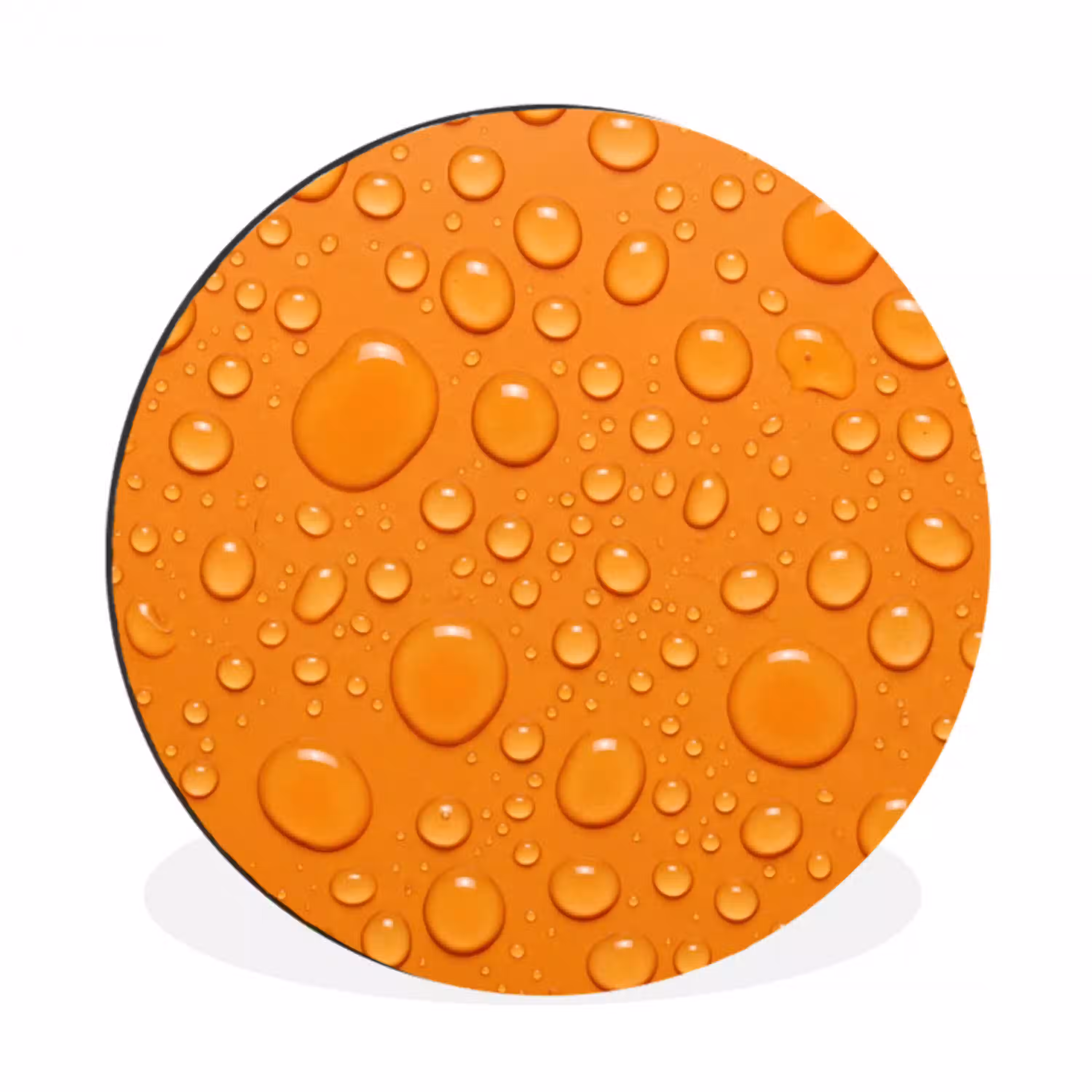 Water - Druppels - Oranje Wandcirkel aluminium klein -3d