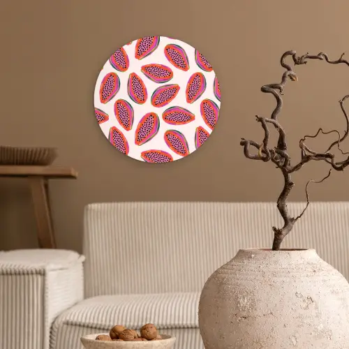 Papaja - Zaden - Patroon Wandcirkel plexiglas klein 852 -sfeer1