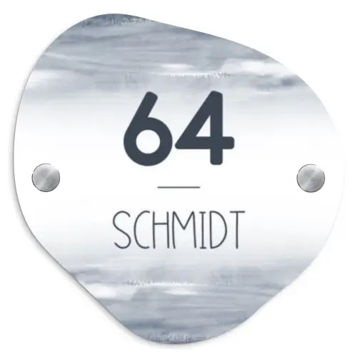 Aquarelstreken - Modern Naambord Organisch middel -3d