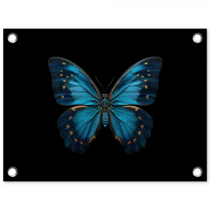 Vlinder - Blauw - Contrast tuinposter los doek klein -3d