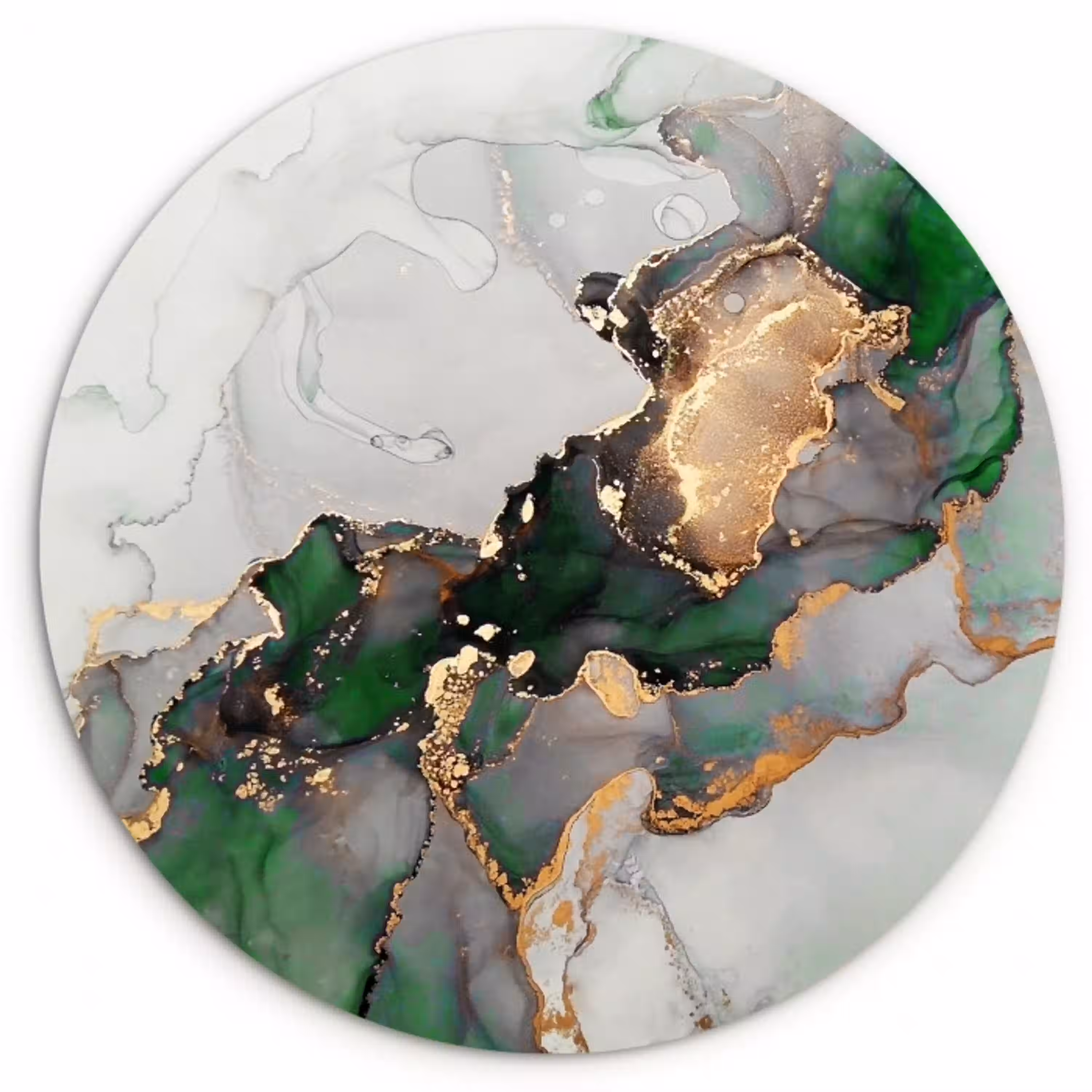 Marmer - Goud - Groen - Luxe Wandcirkel kunststof plaat 5mm dik klein -3d