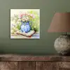 Vaas - Delftsblauw - Madeliefjes aluminium wit klein -sfeer2