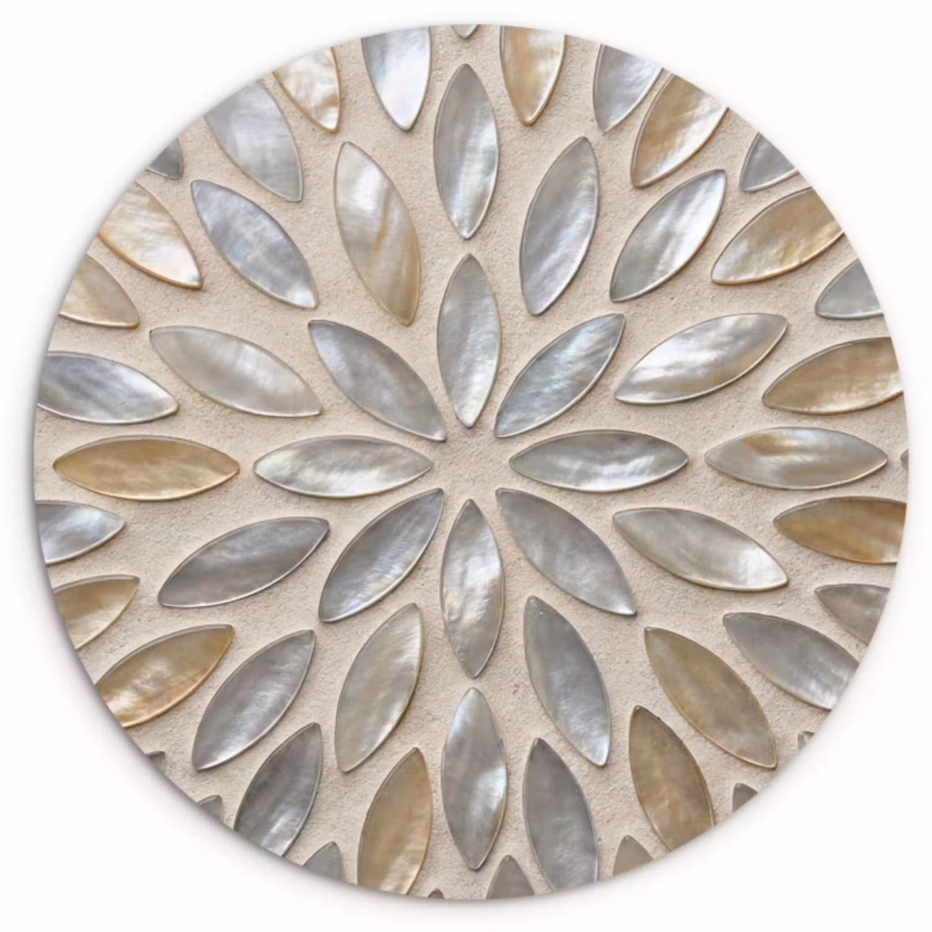 Patroon - Ovaal - Glanzend - Abstract - Beige Wandcirkel kunststof plaat 5mm dik klein -3d