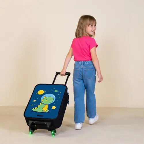 Dino - Planeet - Ster - Blauw Kinderkoffer - Zwart klein -sfeer1