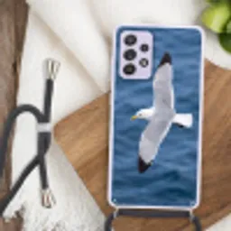 Zeemeeuw - Oceaan - Blauw Hoesje Samsung Galaxy A52 5G met koord klein -sfeer4